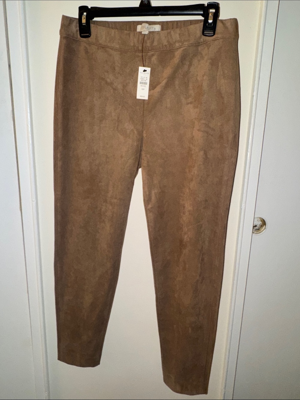 NWT Talbots Petite Pull-On Suede-Look Pants in Brown
